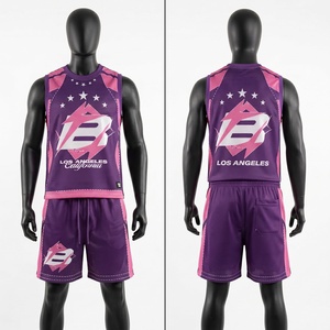Premium 140 GSM Polyester <b>Mesh</b> Jersey <b>Short</b> Set Breathable for Pink Panels Custom Heat-Transfer Front Drawstring Closure - Product Image 1