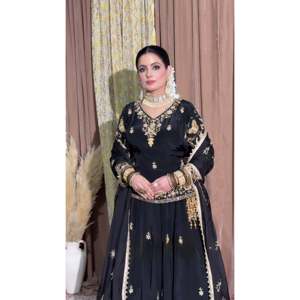 Women's Beautiful Party Wear Top <b>Lehenga</b> with Fancy Border Work Elegant Set - Product Image 1