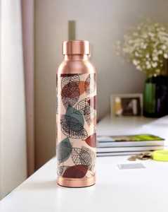 Botella de agua aislada de acero inoxidable con estampado floral artesanal, reutilizable para viajes, hogar y oficina. - Product Image 1