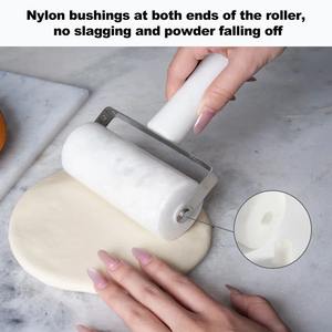 White Marble Rolling Pin Perfect for <b>Pizza</b> Base Dough Preparation Home Baking Restaurant Bakery Cafe Pastry And Bread <b>Tool</b> - Product Image 2