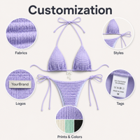 ODM/OEM Bikini deux pièces sexy personnalisé, haut à nouer et bas à nouer sur le côté, coupe haute, mignon et élégant, maillot de bain d'été pour femme