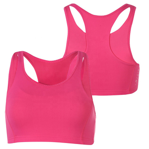 Women's Pink Seamless Sports Bra Spaghetti Strap Scoop Neck Solid Color Yoga Fitness Wear Medium Support - Product Image 1