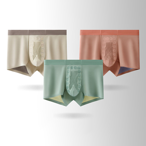 Sous-vêtements pour hommes, boxer en soie glacée fine, sans couture, couleur unie, pantalon plat pour homme, séchage rapide, caleçons pour hommes - Product Image 4