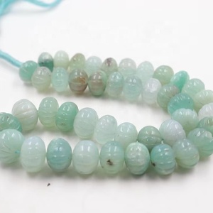 Perles Rondelle Aigue-Marine 7-9mm Forme de Sculpture Lisse Pierre Naturelle pour la Fabrication de Bijoux - Product Image 1