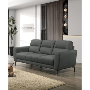 Set Divano 2 Pezzi in Pelle Pieno Fiore Grigio Antracite, Arredamento Contemporaneo per Soggiorno con Divano e Divanetto Interamente in Pelle - Product Image 2