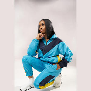 Custom Women <b>Retro</b> Color Block 2 Piece Windbreaker Set Lightweight <b>Tracksuit</b> Sportswear Jogging Suit Streetwear Activewear - Product Image 1