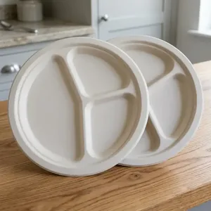 Best Quality 9 Inch <b>Pulp</b> Moulded Half Plate Eco Friendly Compostable Water Resistant Modern Luxury Disposable Tableware for - Product Image 6