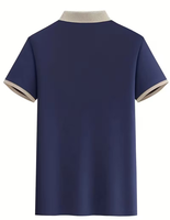Men's Navy Blue 100% Cotton Customizable for Shirt Short Sleeve Solid Breathable Casual Front Logo Print Regular Fit