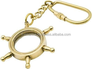 Porte-clés de luxe en laiton massif de créateur fait main Porte-clés de roue de bateau de haute qualité avec belle sérigraphie - Product Image 3