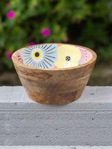 Bol à salade en bois artisanal, bol à fruits imprimé émaillé, vaisselle décorative classique pour la maison, les fêtes et les hôtels - Product Image 5