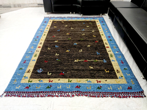 Tapis Kilim Bohème en Laine Noué à la Main, Motif Médaillon Rectangulaire, Écologique, Lavable, Antidérapant, avec Dos en Laine, Taille Moyenne - Product Image 4