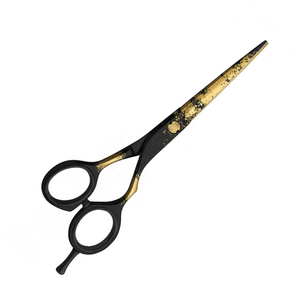 Ciseaux fantaisie pour Salon de coiffure allemand en acier inoxydable couleur noire ciseaux de coupe de cheveux de barbier avec repose-doigt noir - Product Image 1