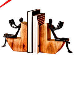 Serre-livres en bois et métal le plus vendu pour la décoration de la maison et du bureau, serre-livres écologique, support de livres de qualité supérieure - Product Image 1