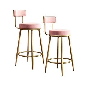 Juego de 2 sillas otomanas con marco dorado y respaldo para sala de estar, bodas, uso decorativo, silla otomana con cubierta de terciopelo - Product Image 1