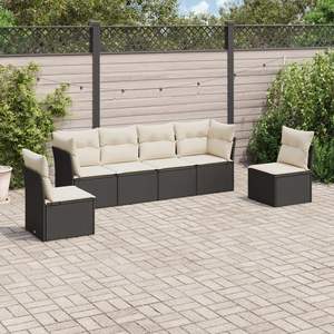 Conjunto de Sofá de Jardín con Reposabrazos Ajustables Grandes, Colección de Ratán Sintético Negro - Product Image 1