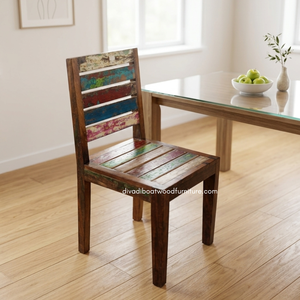 Handcrafted <b>Rustic</b> <b>Dining</b> <b>Chair</b> Reclaimed Boat Wood Eco-Friendly Original Color Indoor Outdoor Resort Home Villa Furniture - Product Image 5