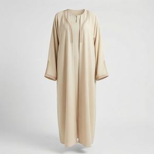 Nouvelle Abaya en Lin Personnalisée de Qualité Supérieure pour Femme, Modeste et Décontractée, Respirante, Écologique, avec Traîne Chapelle, pour l'Été et l'Hiver, Tenue Islamique - Product Image 1