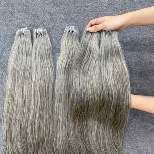 ผมต่อแบบเวียดนามสีเทาธรรมชาติขายดีที่สุด สำหรับถักเปีย สีเทา ผมมนุษย์หยิกธรรมชาติ พร้อมส่ง - Product Image 1