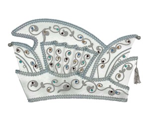 Casquette de carnaval en satin brodée à la machine de haute qualité avec des perles en strass, casquette de prince personnalisée pour festival et carnaval - Product Image 1