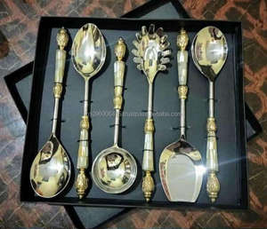 Collection Lustro Serve Opal Grace, couverts de luxe, cuillères de service en coquille, ensemble cadeau Regal Pearl, cuillères Divine Lustre, fête Maharashtra - Product Image 4