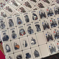 Ensemble de Mahjong en porcelaine bleue gothique JOYF, 160 tuiles de Mahjong américaines avec motifs gravés et construction à quatre couches