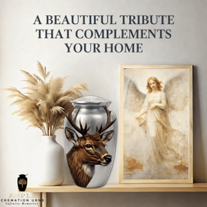 Urne funéraire en forme de tête de cerf, en aluminium de qualité supérieure, écologique, personnalisable, pour cendres d'adultes, capacité de 220 pouces cubes - Product Image 3