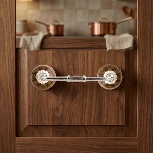 Traditional <b>Silver</b> Ceramic Cabinet Bar Handle with Decorative Ends for Kitchen Furniture Hardware - Product Image 1