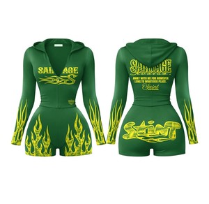 2026 Spring Women's Casual Solid 2-Piece Shorts Set with Zip <b>Jacket</b> Hoodie Skinny Fit Spandex/Nylon <b>Workout</b> Clothing - Product Image 1