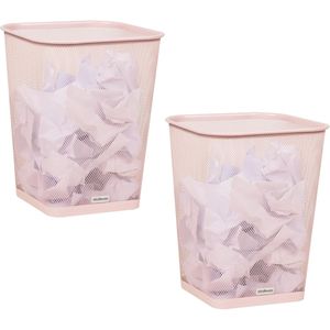 Cestino per rifiuti in rete rosa, quadrato, per ufficio, casa, capacità 5 galloni, set da 2 in rete metallica - Product Image 1