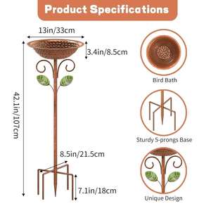 Station d'attraction pour oiseaux haut de gamme, élément décoratif paysager, amélioration du jardin, abreuvoir extérieur, soin des oiseaux - Product Image 2