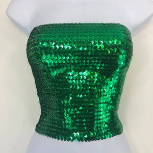 COTTON COUTURE <b>Women</b> Beaded Sequined Scoop Neck Tank Top <b>Sleeveless</b> Crop Blouse Fringe Hem Summer Party <b>Shirts</b> 100% Polyester - Product Image 2