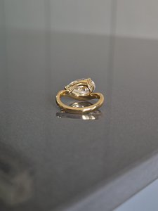 2.5 CT East West Pear Cut Lab Grown Diamond Engagement <b>Ring</b>, 14k Gold <b>Wave</b> Band Pear <b>Ring</b>, IGI Certified - Product Image 3