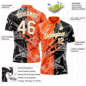 เสื้อโปโลสำหรับกอล์ฟแบบ 3 มิติ สีขาว-ส้ม-ทองโบราณ แบบกำหนดเอง ซับเหงื่อได้ดี เหมาะสำหรับการฝึกซ้อมกอล์ฟและเล่นกีฬา - Product Image 3