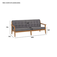 Sofá Premium de 3 Plazas con Patas de Madera Maciza, Tapicería de Tela, Relleno de Espuma, Respaldo Acolchado y Brazos Curvos - Diseño Contemporáneo para Salas de Estar