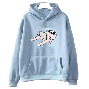 <b>Women's</b> <b>Black</b> Hoodie Drop Shoulder Sweatshirt Autumn Casual Pullover Cartoon Alien Printed Top Oversized <b>Fleece</b> Pullover - Product Image 5