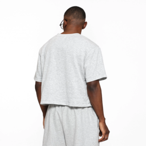 Camiseta de Algodón Gris Oversize para Hombre, Manga Corta, Cuello Redondo, Estilo Casual, Jersey Liso, Transpirable, Tejido de Punto, Color Sólido, Estilo Urbano - Product Image 3