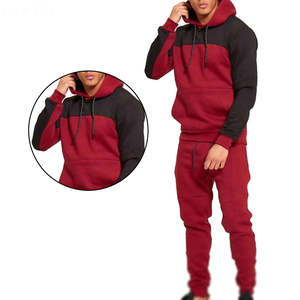 Conjunto Deportivo Informal para Hombre, Sudadera con Capucha Roja y Negra de Dos Tonos, Pantalones Deportivos, OEM ODM - Product Image 5