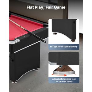 Tavolo da Biliardo Portatile Regolabile da 6 Piedi con Set Completo, Inclusi Palline, Stecche e Rastrelliera, Gioco Stabile e Divertente con Funzionalità a Moneta - Product Image 5