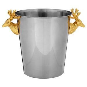 Seau à glace en acier inoxydable avec poignées en forme de tête de cerf, design original pour la décoration de fête, résistant à la rouille, forme ronde - Product Image 2