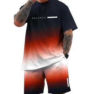 Personalizar 3D impreso pantalones cortos camisa conjunto 2025 Casual elegante pantalones cortos conjunto para hombres 100% algodón orgánico verano camiseta conjuntos - Product Image 1