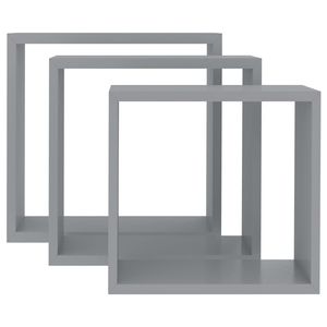 3-Piece Grey MDF Wall <b>Cube</b> Display <b>Shelves</b> Model D0100HHD212 - Product Image 4