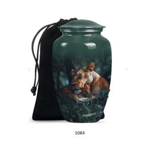 Urne funéraire grand format Lion, urne funéraire pour cendres d'adulte, urne funéraire royale Lion, urne funéraire en métal faite à la main - Product Image 4