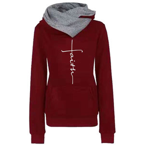 Sweat-shirt rose à capuche avec imprimé croix Faith, coupe ajustée, unisexe, en polaire, décontracté, pour l'automne - Product Image 5