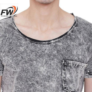 Camisetas de Hombre al por Mayor con Estampado Personalizado, Lavado Ácido, 100% Algodón, Transpirables, Cómodas, de Color Sólido y Manga Corta - Product Image 4