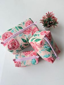 Pochette zippée en coton, trousse de toilette, organiseur de maquillage, trousse de toilette personnalisée, trousse de maquillage imprimée, cadeau de Noël - Product Image 1