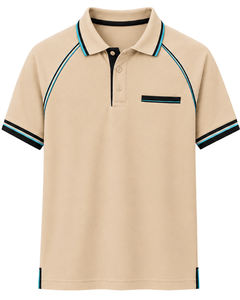 Camiseta Polo Personalizada para Hombre en Beige, Negro y Cian, Ropa Deportiva Informal, Transpirable, Mezcla de Algodón, Polo de Golf, Top de Verano - Product Image 1