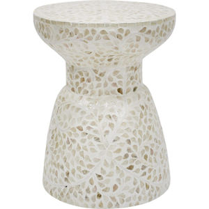 Handmade Mosaic Accent <b>Table</b> <b>Stools</b> Mother of Pearl Teal Floral Star Inlaid Coffee <b>Stool</b> Living Room Furniture Decor - Product Image 3