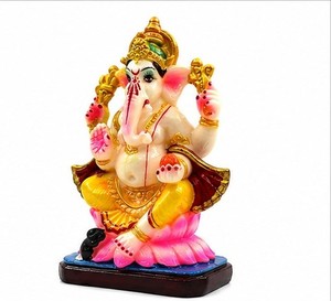 Handmade White Marble Ganesha <b>Statue</b> Hindu God Figurine <b>Religious</b> Sculpture for Home Office Worship - Product Image 1