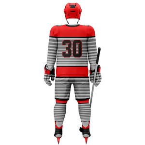 Gray Red Black <b>Ice</b> Hockey Uniform for Men Professional Hockey Jersey and Pant Set Breathable Lightweight Athletic Team Match - Product Image 2