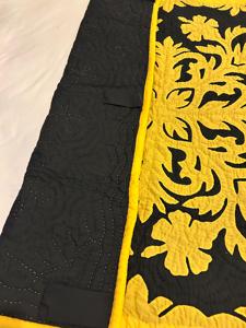 New Arrival 2026 Designer Handmade Black And <b>Yellow</b> Classy And Trendy Style 100% Cotton Material Hawaiian Quilts For Home's - Product Image 4